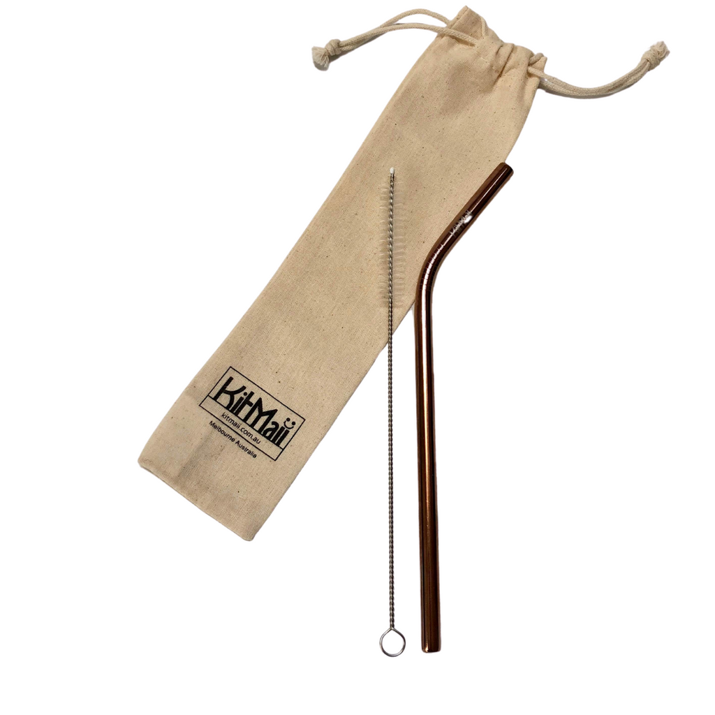 stainless steel drinking straws (singles) bent / rose gold
