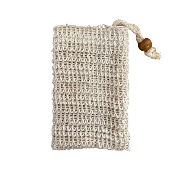 Exfoliating Cotton Linen Soap Bag with drawstring closure