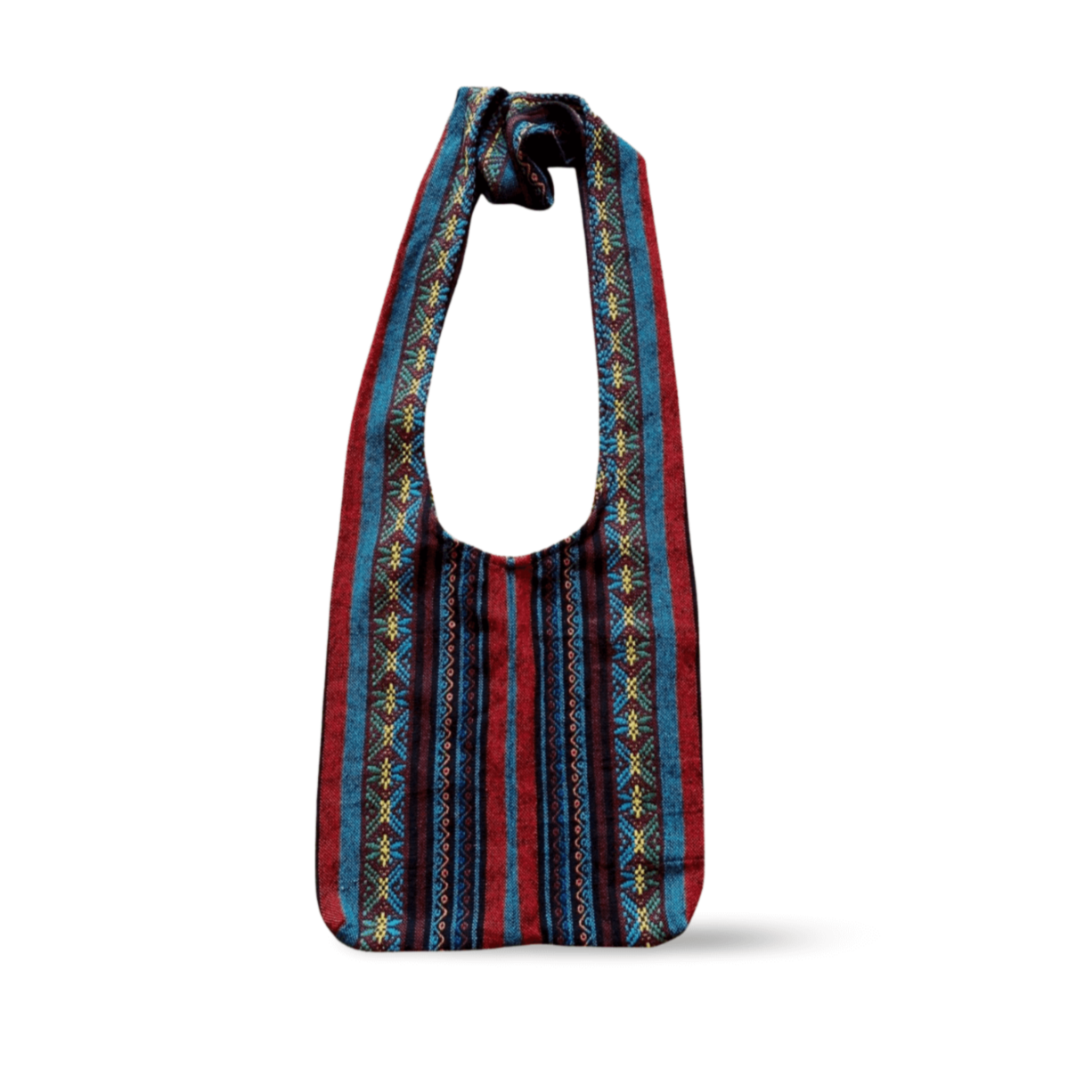 Handmade in Thailand Cotton Tote Bag in Red, Blue and Yellow Tones