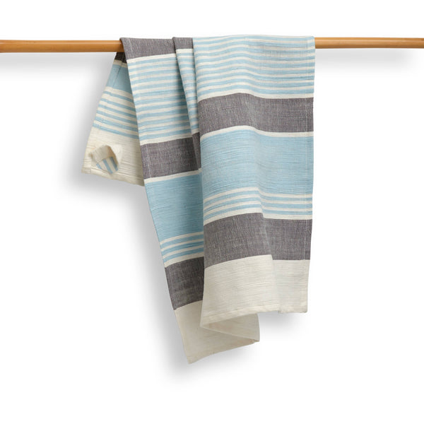 Handwoven Kitchen Towel - Maya design blue, white and grey