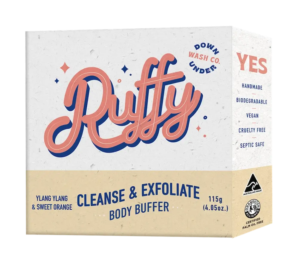 Ruffy Cleanse & Exfoliate body Buffer Down Under Soap Co.