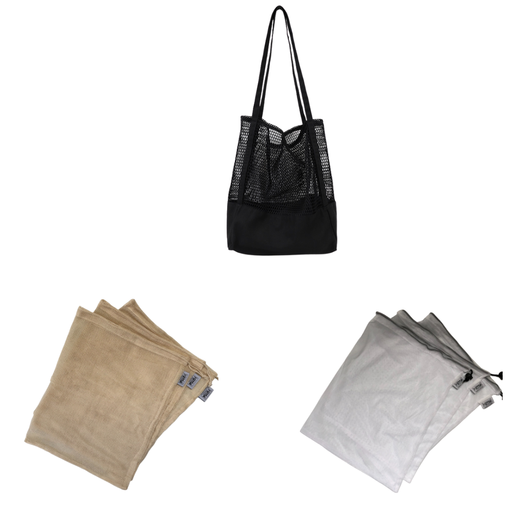 eco shopping kit (black canvas mesh tote)