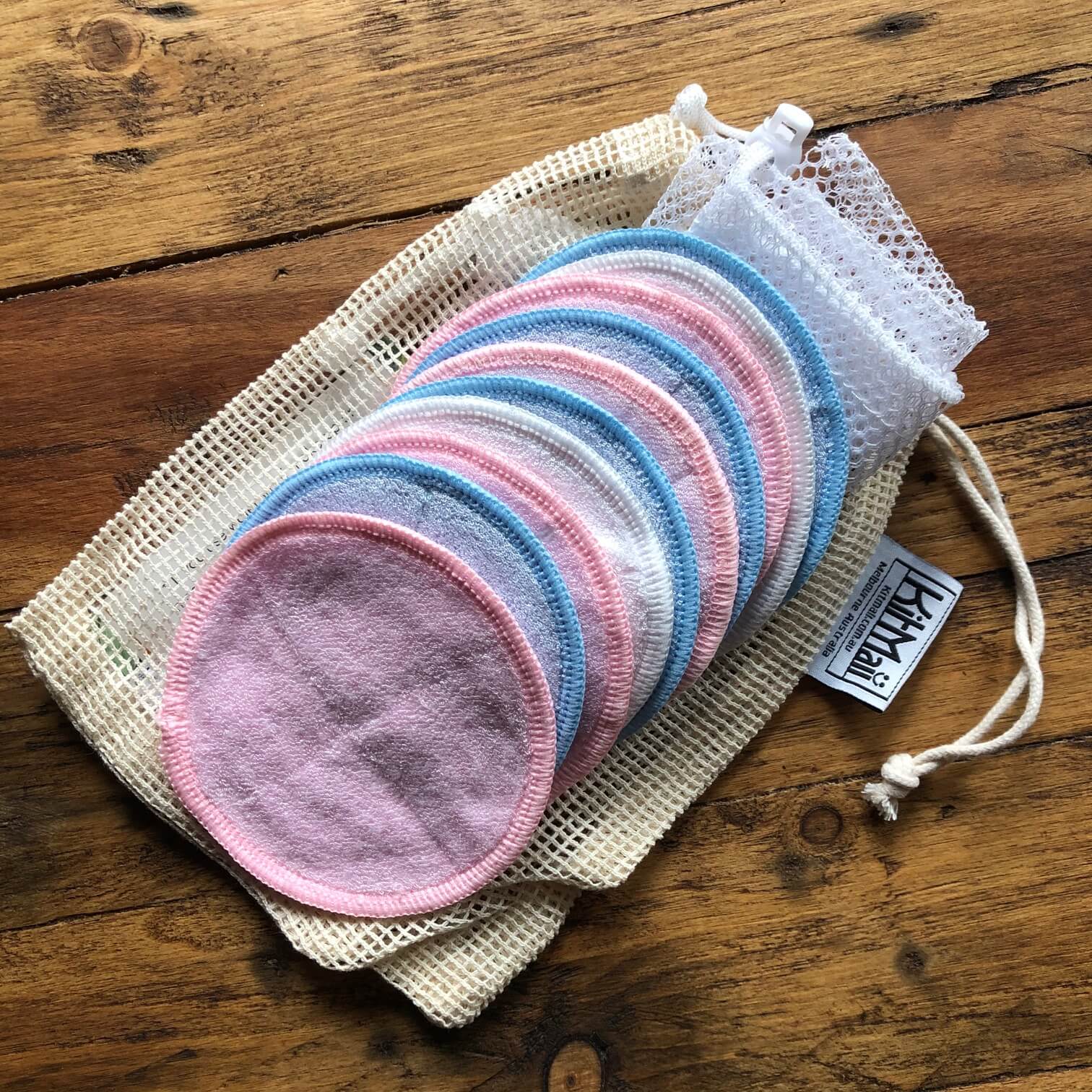 reusable bamboo cotton make-up remover pads - mixed colours 10 pads