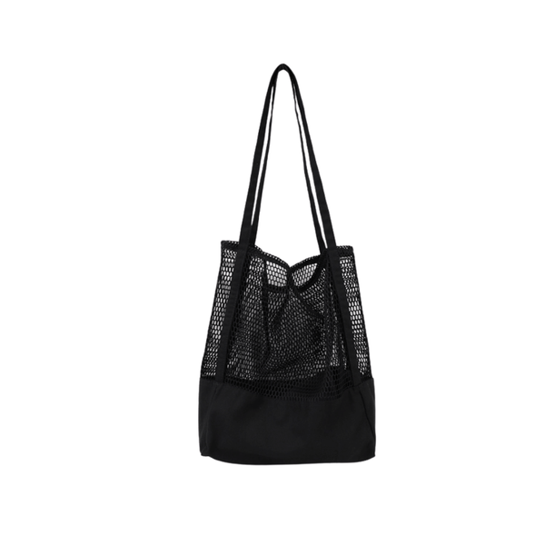 black canvas mesh tote