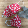 reusable facemask - red floral adult size kitmaii