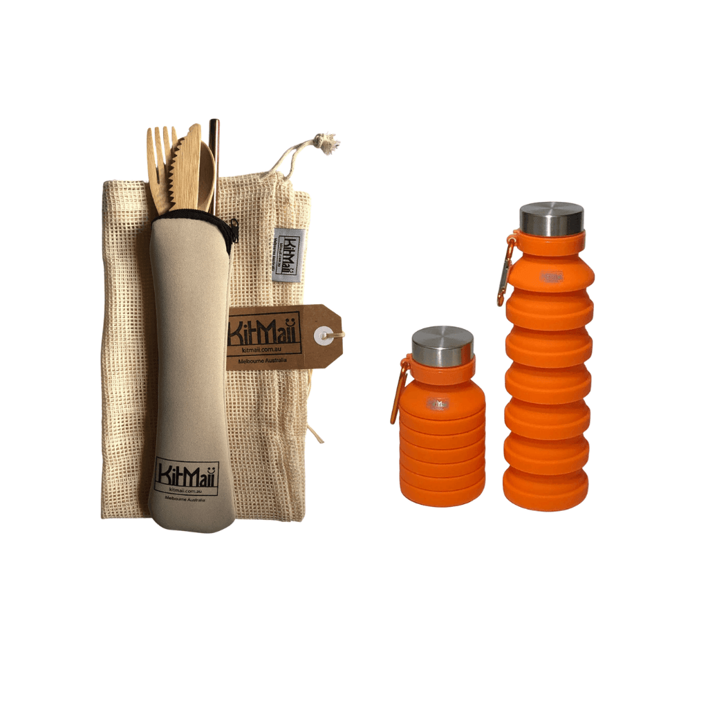 grab 'n' go eco travel kit orange / beige pouch