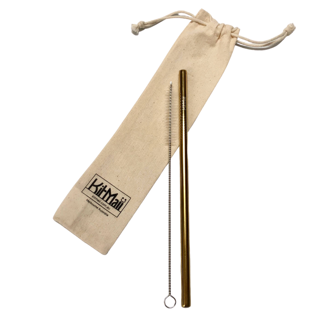stainless steel drinking straws (singles) straight / gold