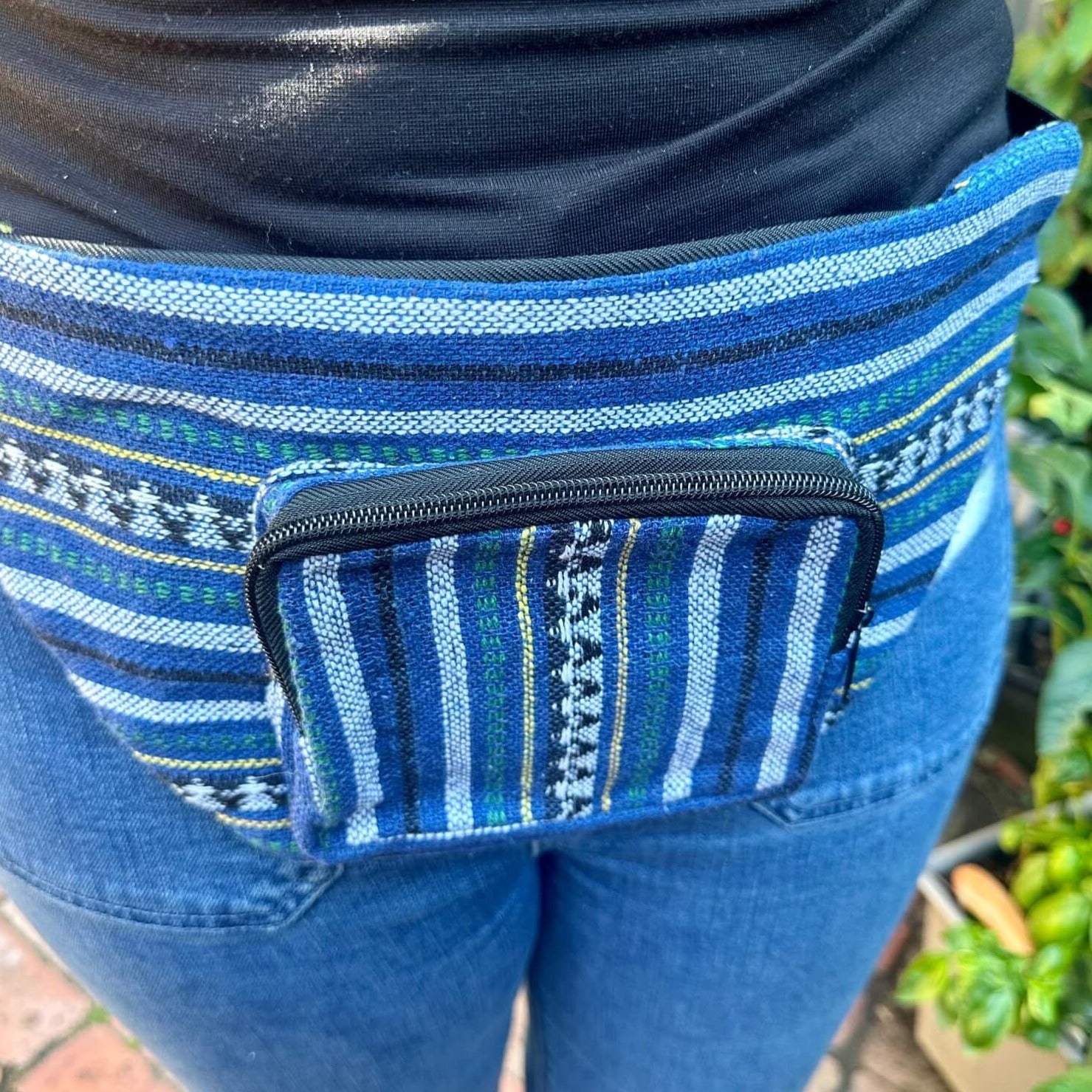Handmade Belt Bag Tribal Print Blue KitMaii